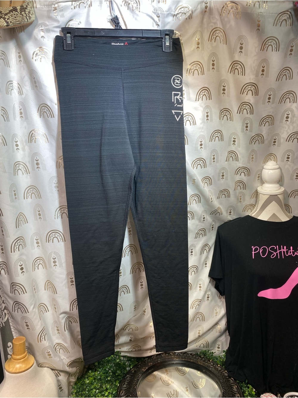 Reebok Black Leggings with White Side Logos